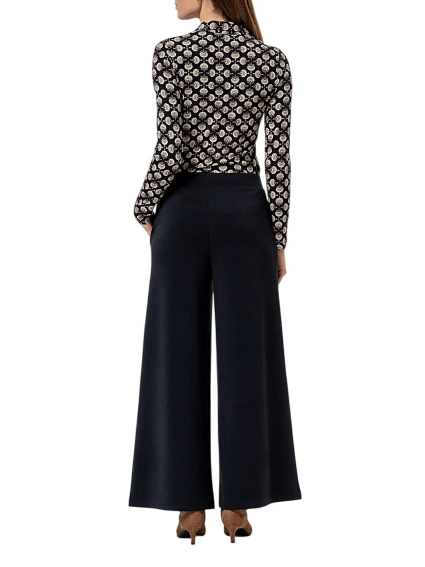 Surkana pantaloni palazzo donna misto modal nero