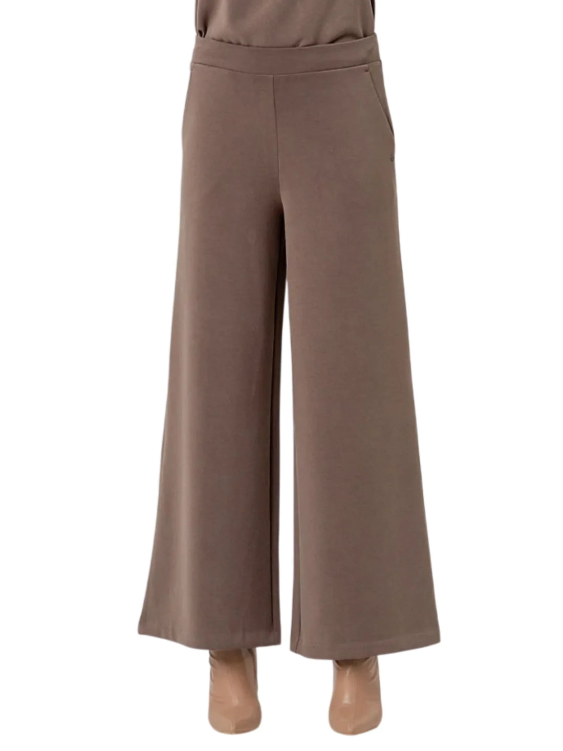 Surkana pantaloni palazzo donna misto modal tortora