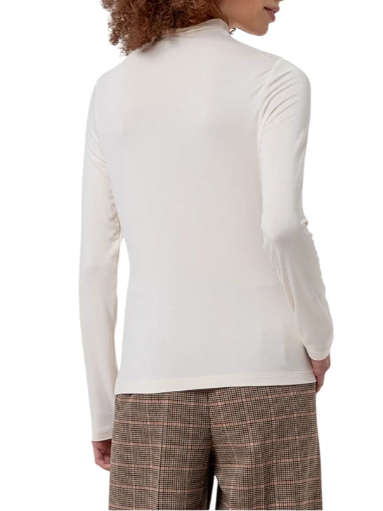 Surkana T-shirt lupetto maniche lunghe in viscosa panna