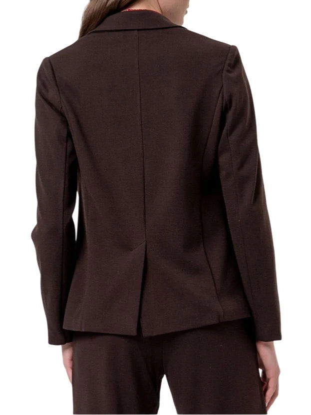 Surkana giacca blazer monopetto donna misto viscosa marrone moro