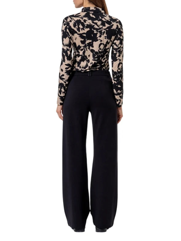 Surkana pantaloni wide leg misto viscosa nero