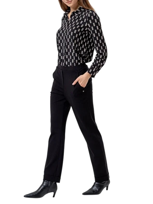 Surkana pantaloni donna misto viscosa nero