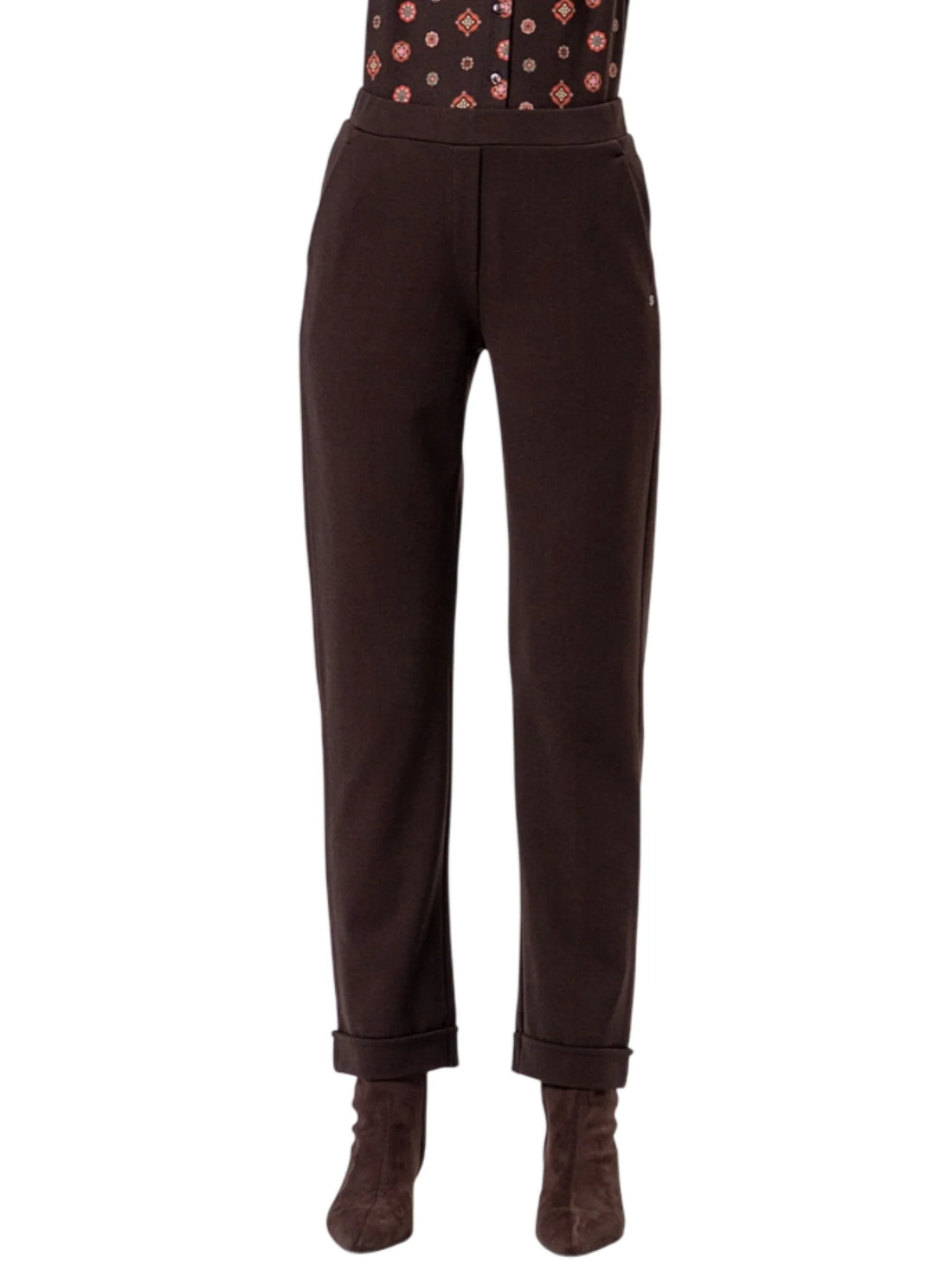 Surkana pantaloni donna misto viscosa marrone moro