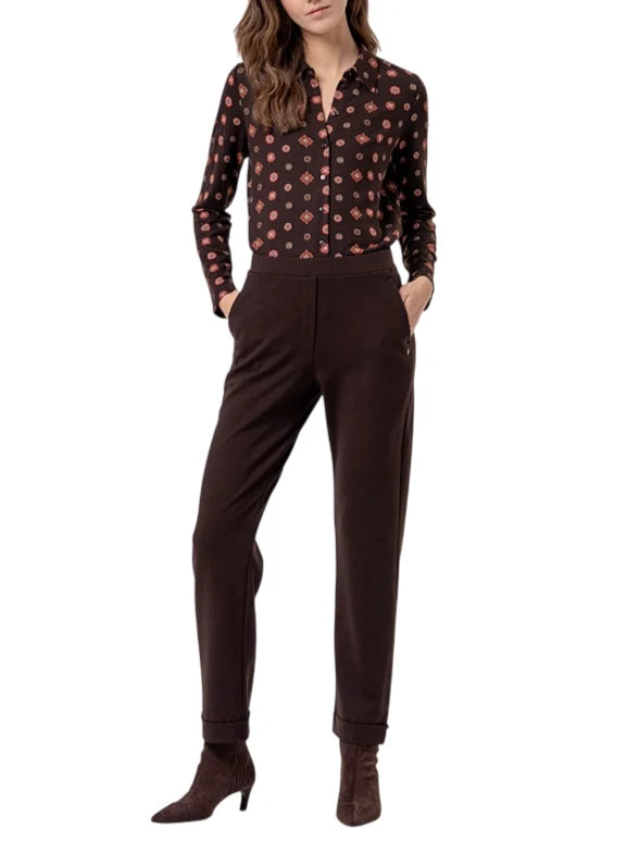 Surkana pantaloni donna misto viscosa marrone moro