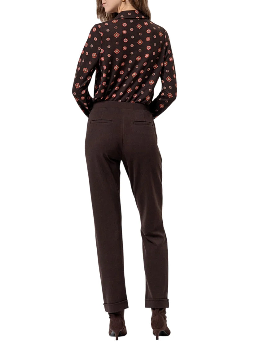 Surkana pantaloni donna misto viscosa marrone moro