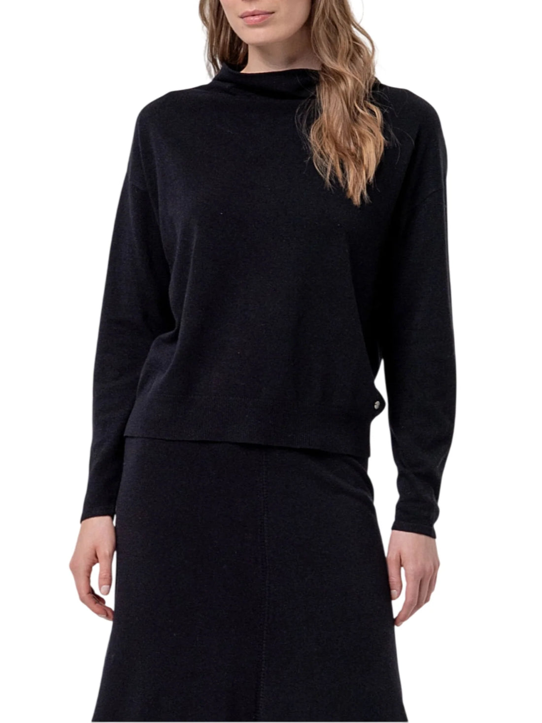 Surkana maglia lupetto donna misto alpaca nero