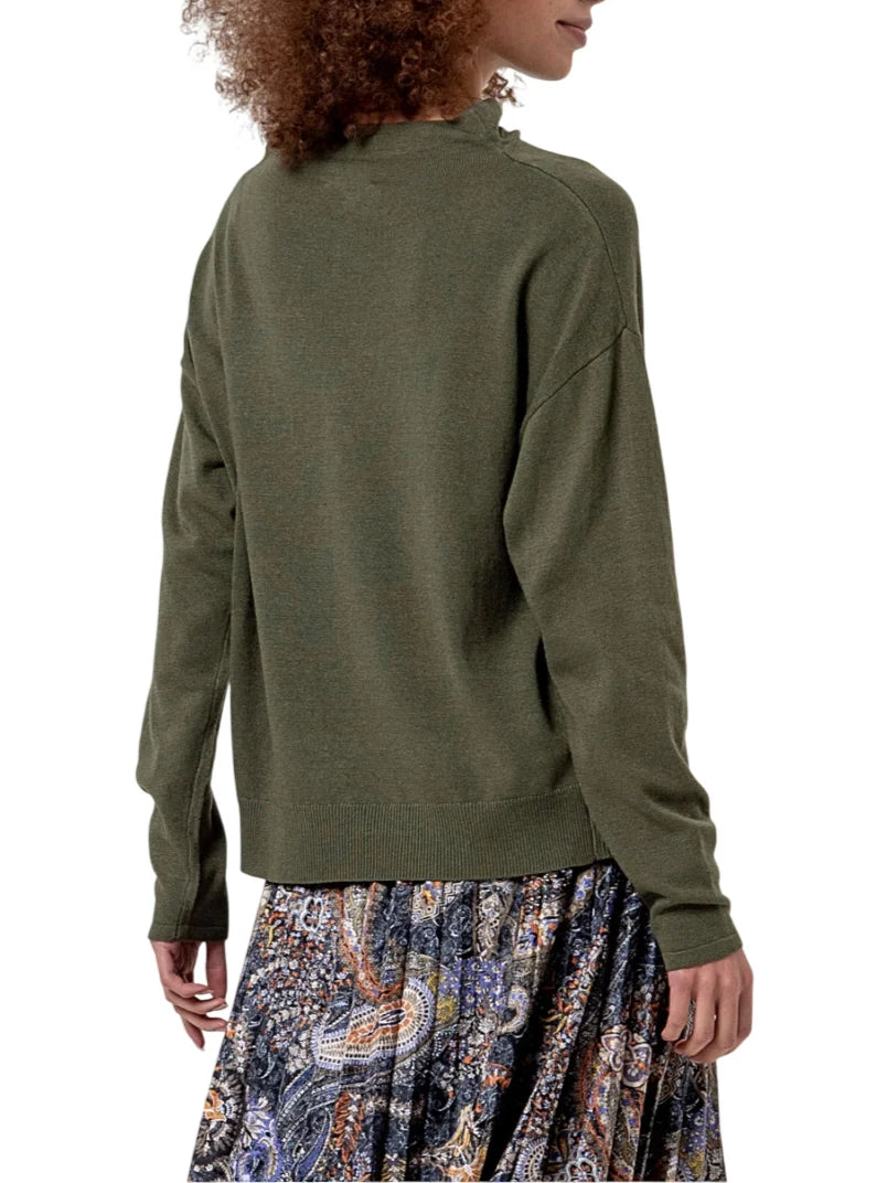 Surkana maglia lupetto donna misto alpaca verde