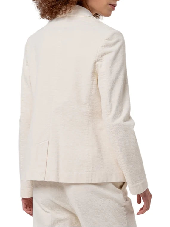 Surkana giacca blazer donna in velluto millerighe panna