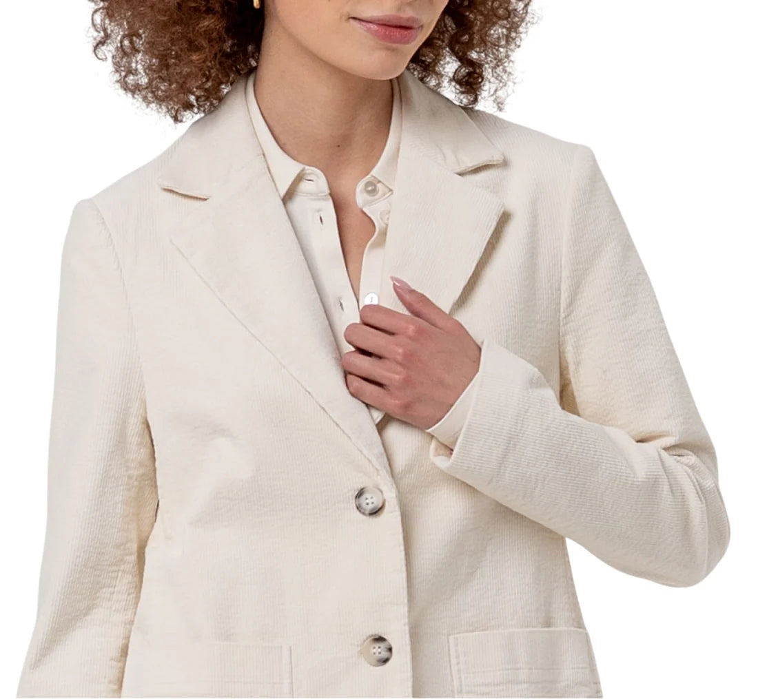 Surkana giacca blazer donna in velluto millerighe panna