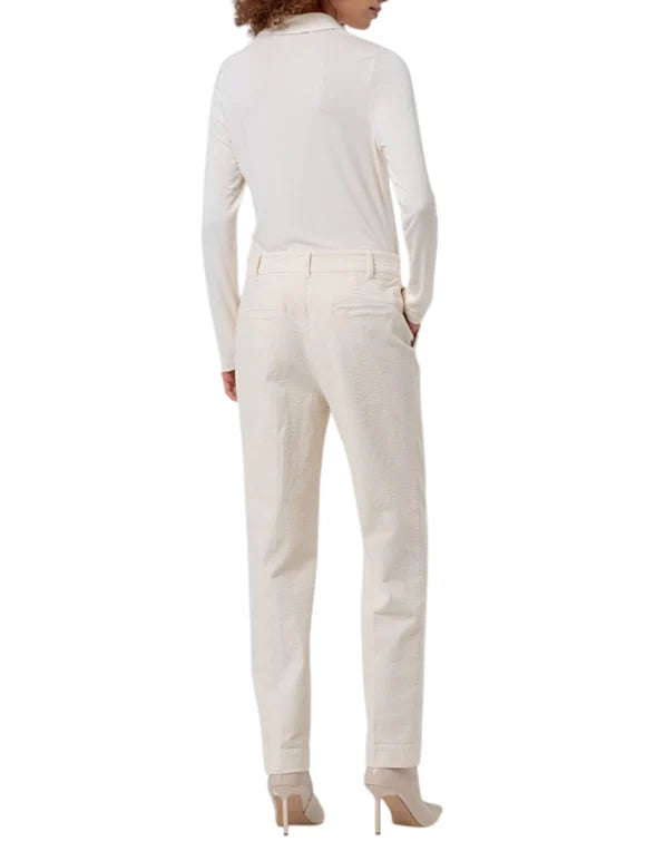 Surkana pantaloni slim donna in velluto millerighe panna
