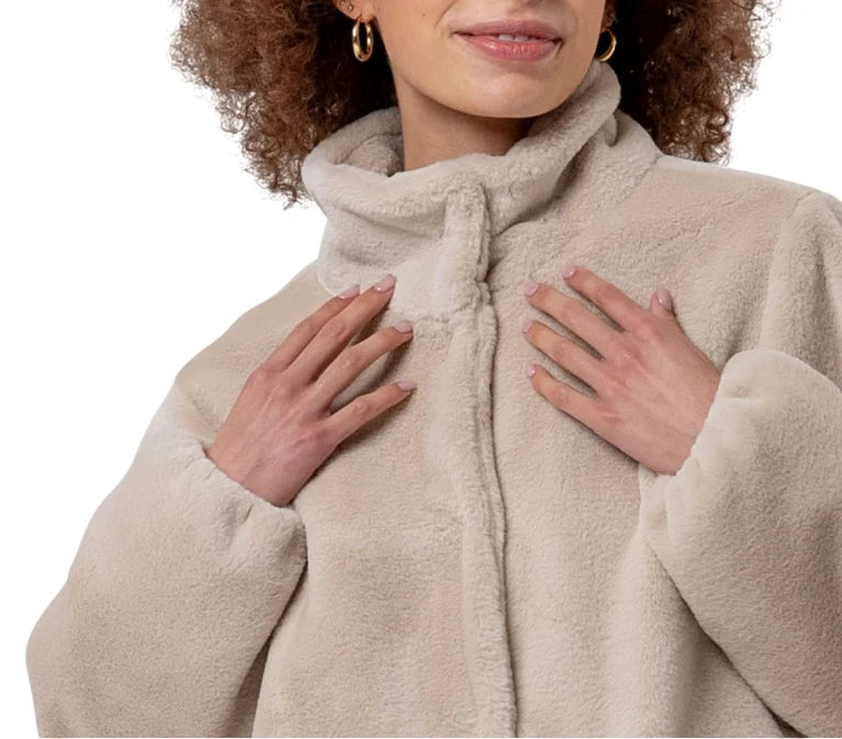 Surkana pelliccia ecologica corta donna beige chiaro