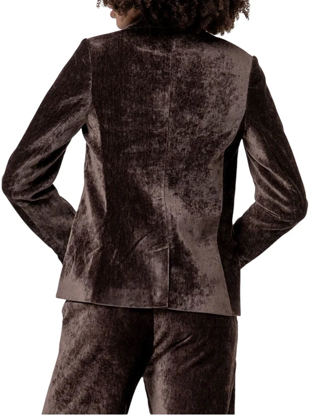 Surkana giacca blazer donna in velluto marrone moro