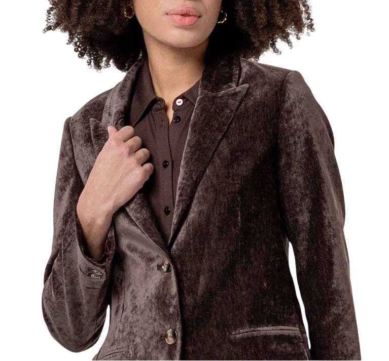 Surkana giacca blazer donna in velluto marrone moro