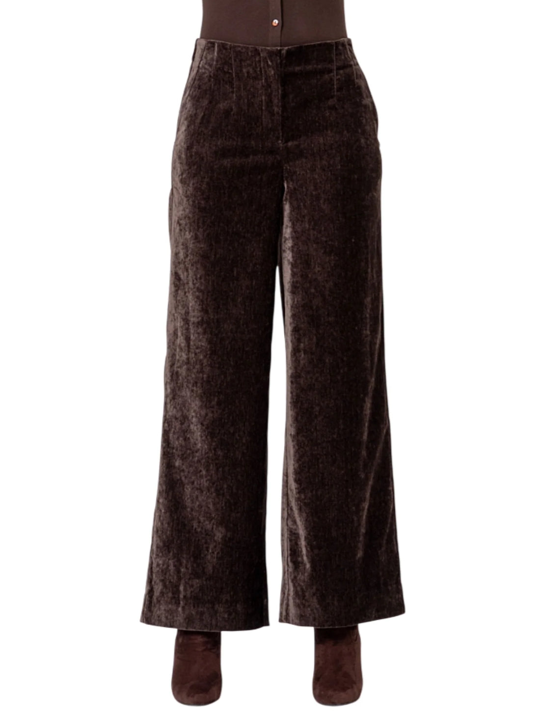 Surkana pantaloni palazzo donna in velluto marrone moro