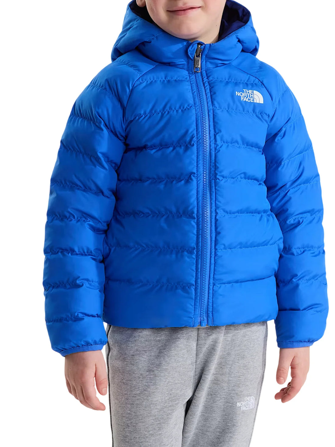 The North Face giubbino imbottito reversibile Perrito bambino con cappuccio blu azzurro