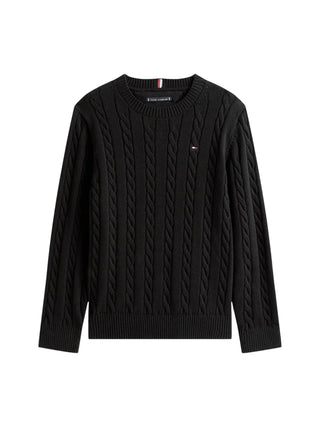 Tommy Hilfiger maglia a trecce bambino nero