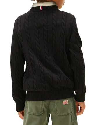Tommy Hilfiger maglia a trecce bambino nero