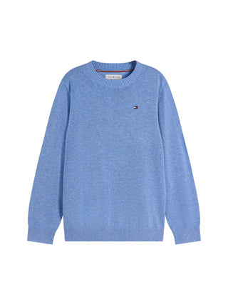 Tommy Hilfiger maglia girocollo bambino in cotone celeste melange KB0KB10307 C8P Tommy Hilfiger 