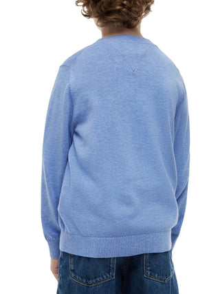 Tommy Hilfiger maglia girocollo bambino in cotone celeste melange KB0KB10307 C8P Tommy Hilfiger