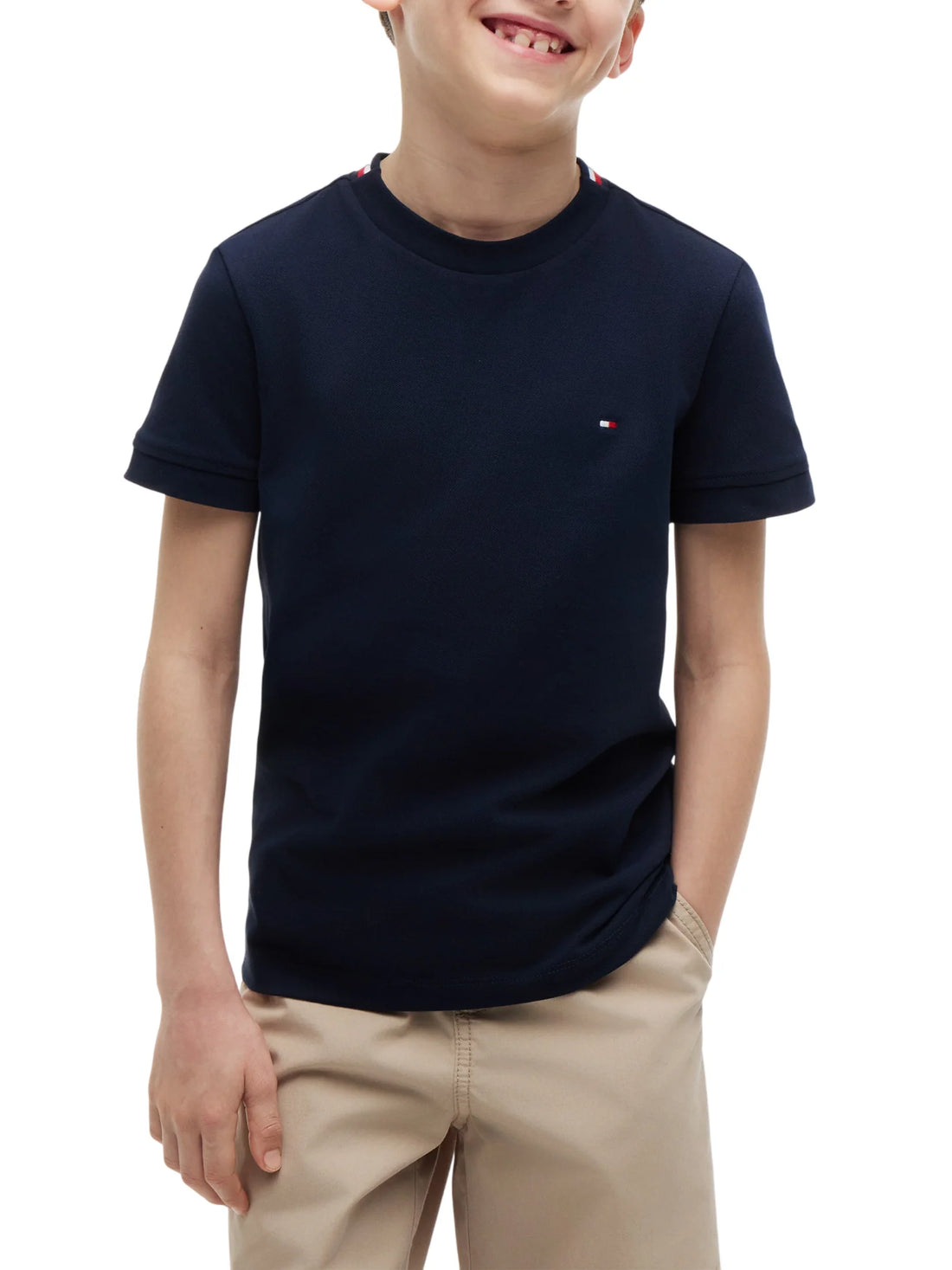 Tommy Hilfiger T-shirt manica corta bambino in piquè blu