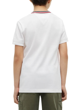 Tommy Hilfiger T-shirt manica corta bambino in piquè bianco