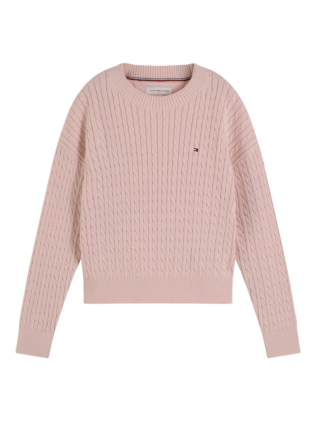 Tommy Hilfiger maglia bambina in cotone a trecce rosa