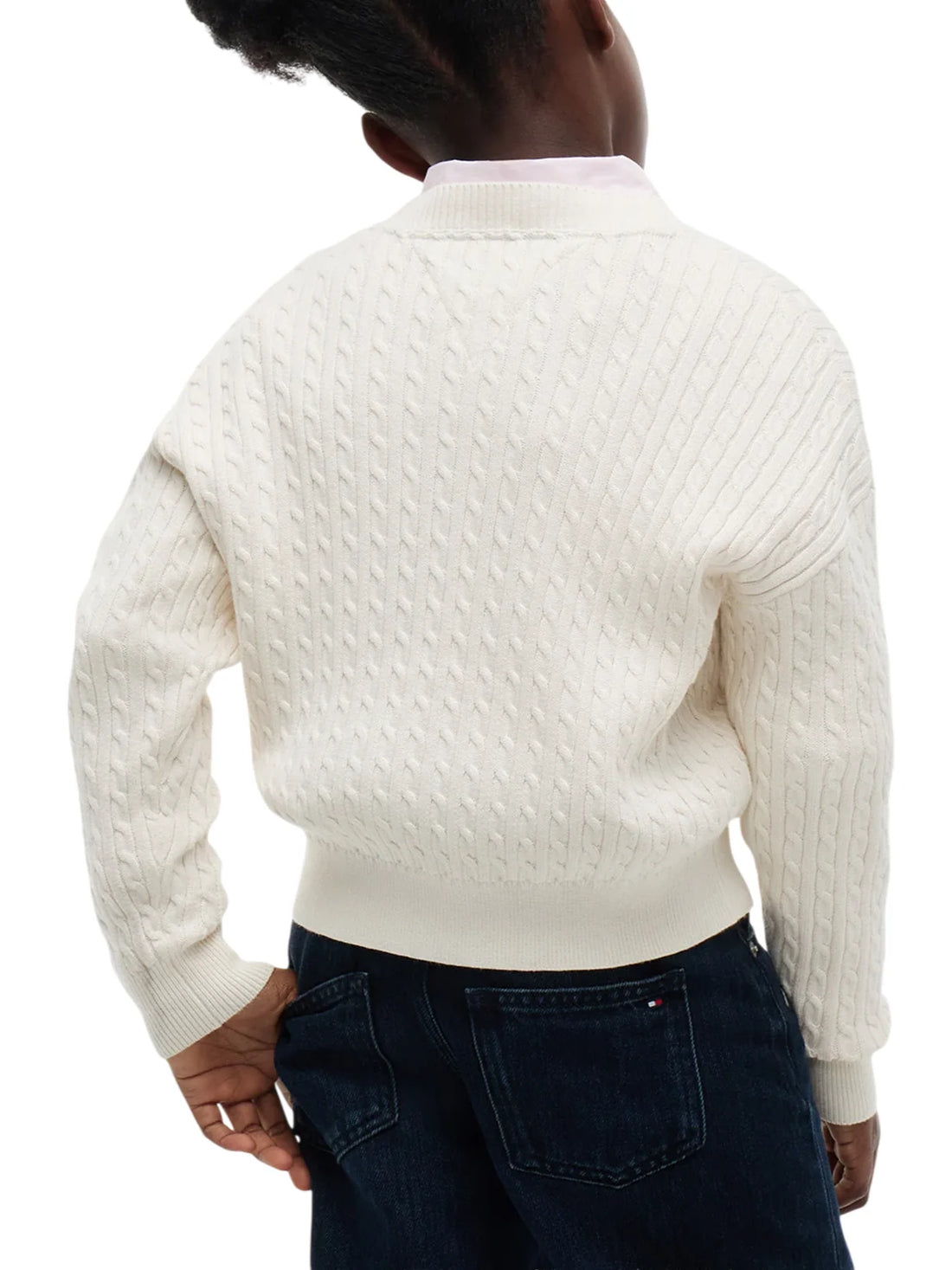 Tommy Hilfiger maglia bambina in cotone a trecce bianco