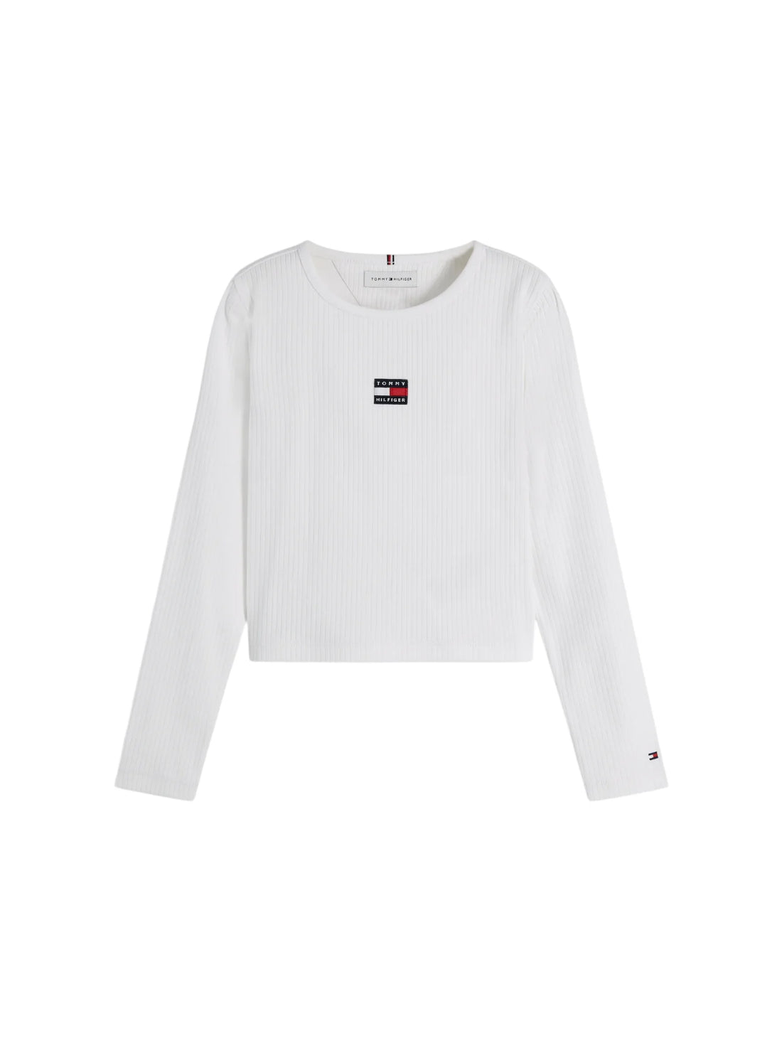 Tommy Hilfiger T-shirt bambina manica lunga patch logo bianco