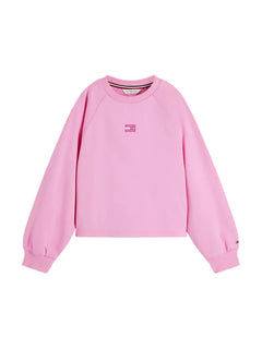 Tommy Hilfiger felpa bambina con patch logato rosa