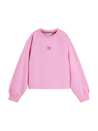 Tommy Hilfiger felpa bambina con patch logato rosa
