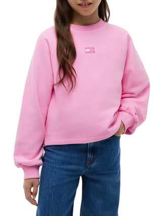 Tommy Hilfiger felpa bambina con patch logato rosa