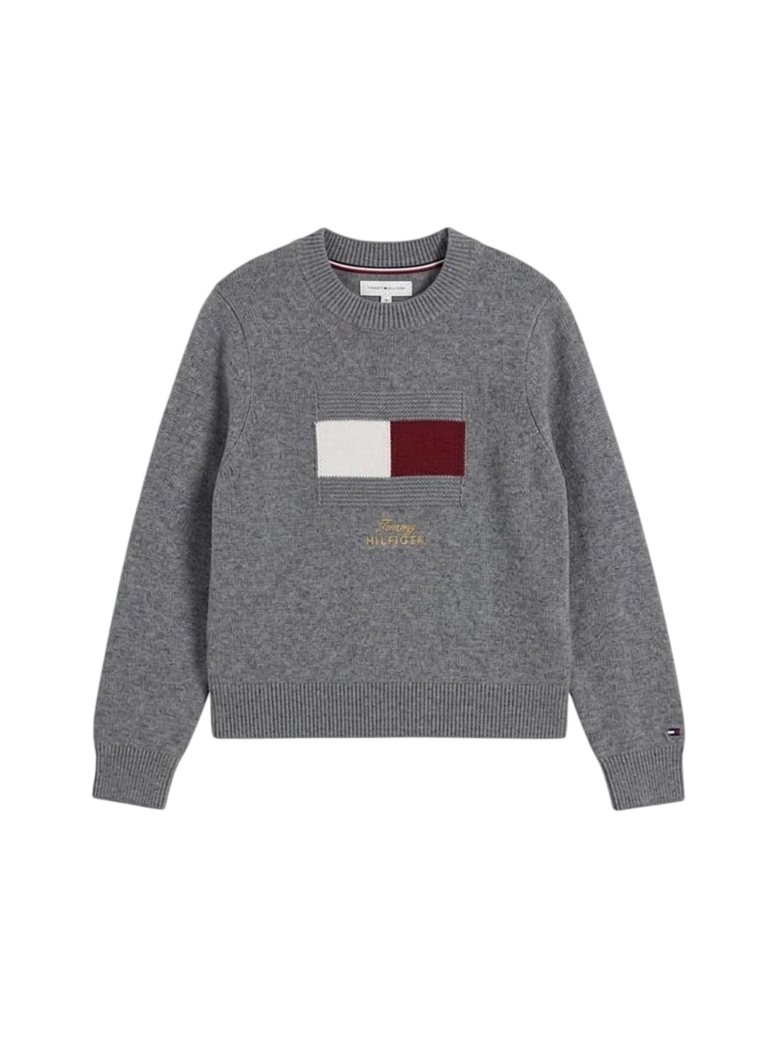 Tommy Hilfiger maglia bambina misto lana Flag grigio
