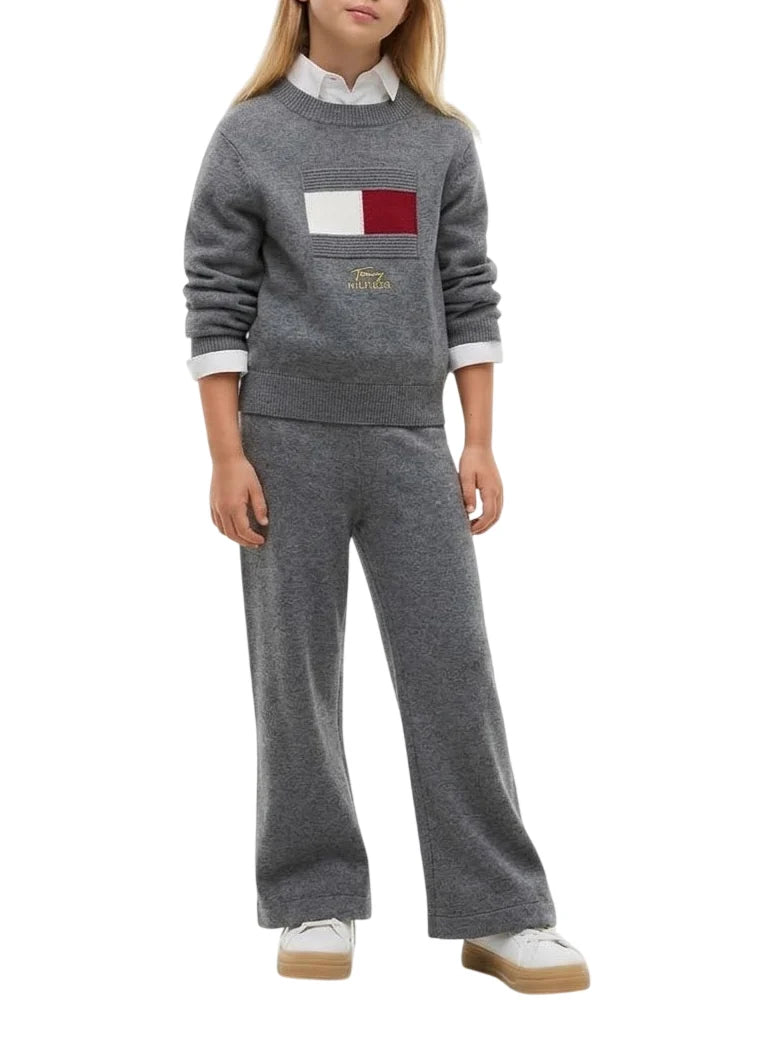Tommy Hilfiger maglia bambina misto lana Flag grigio
