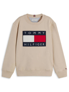 Tommy Hilfiger felpa bambino con logo iconico beige