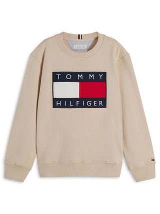 Tommy Hilfiger felpa bambino con logo iconico beige