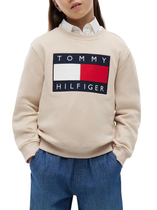Tommy Hilfiger felpa bambino con logo iconico beige
