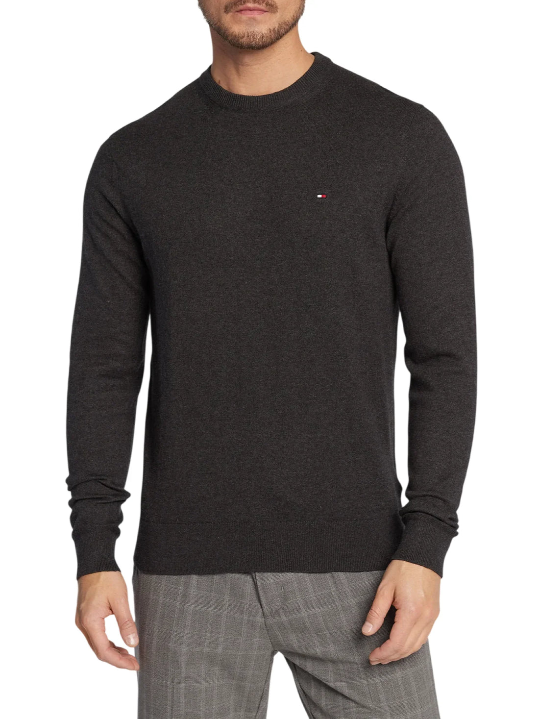 Tommy Hilfiger maglia girocollo in misto cashmere grigio melange