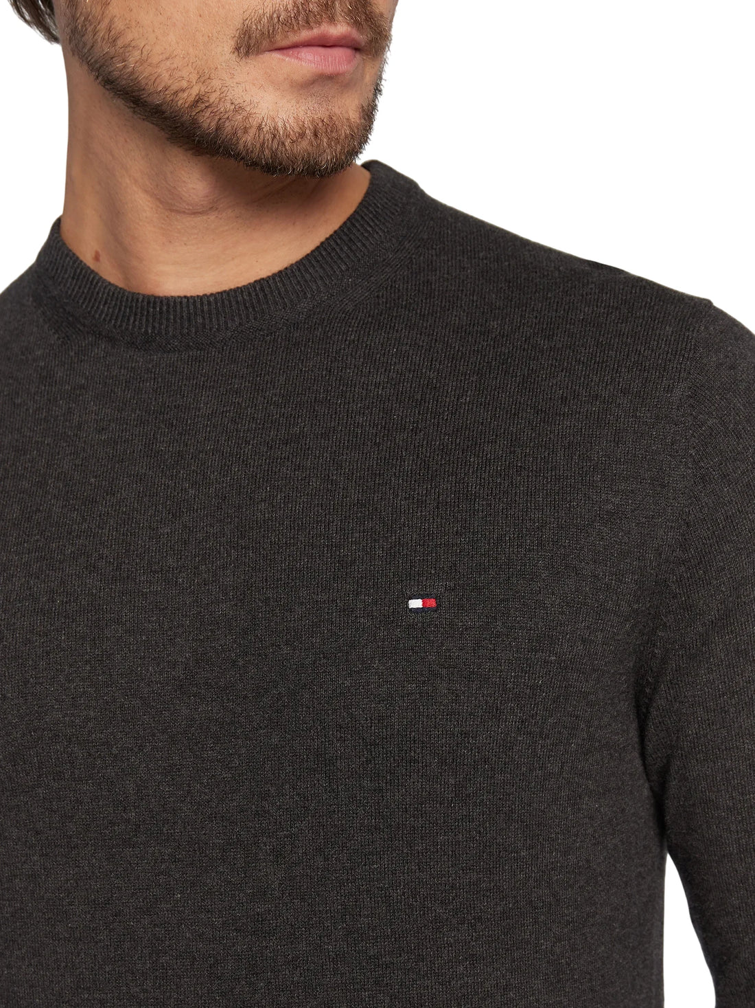 Tommy Hilfiger maglia girocollo in misto cashmere grigio melange