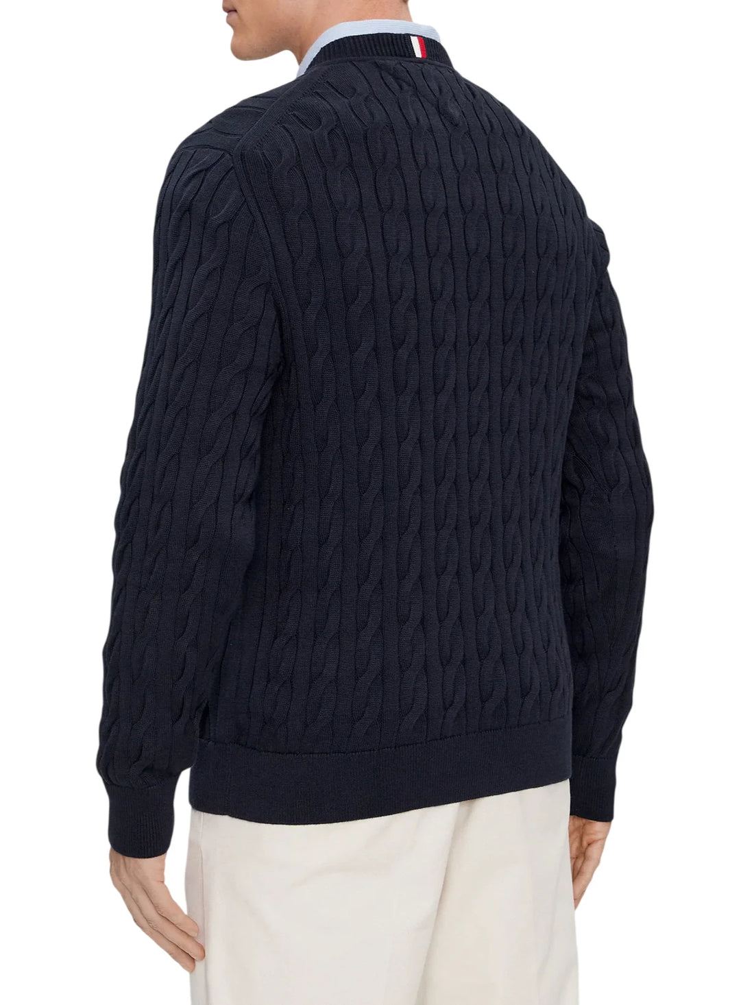 Tommy Hilfiger maglia uomo in cotone con trecce blu