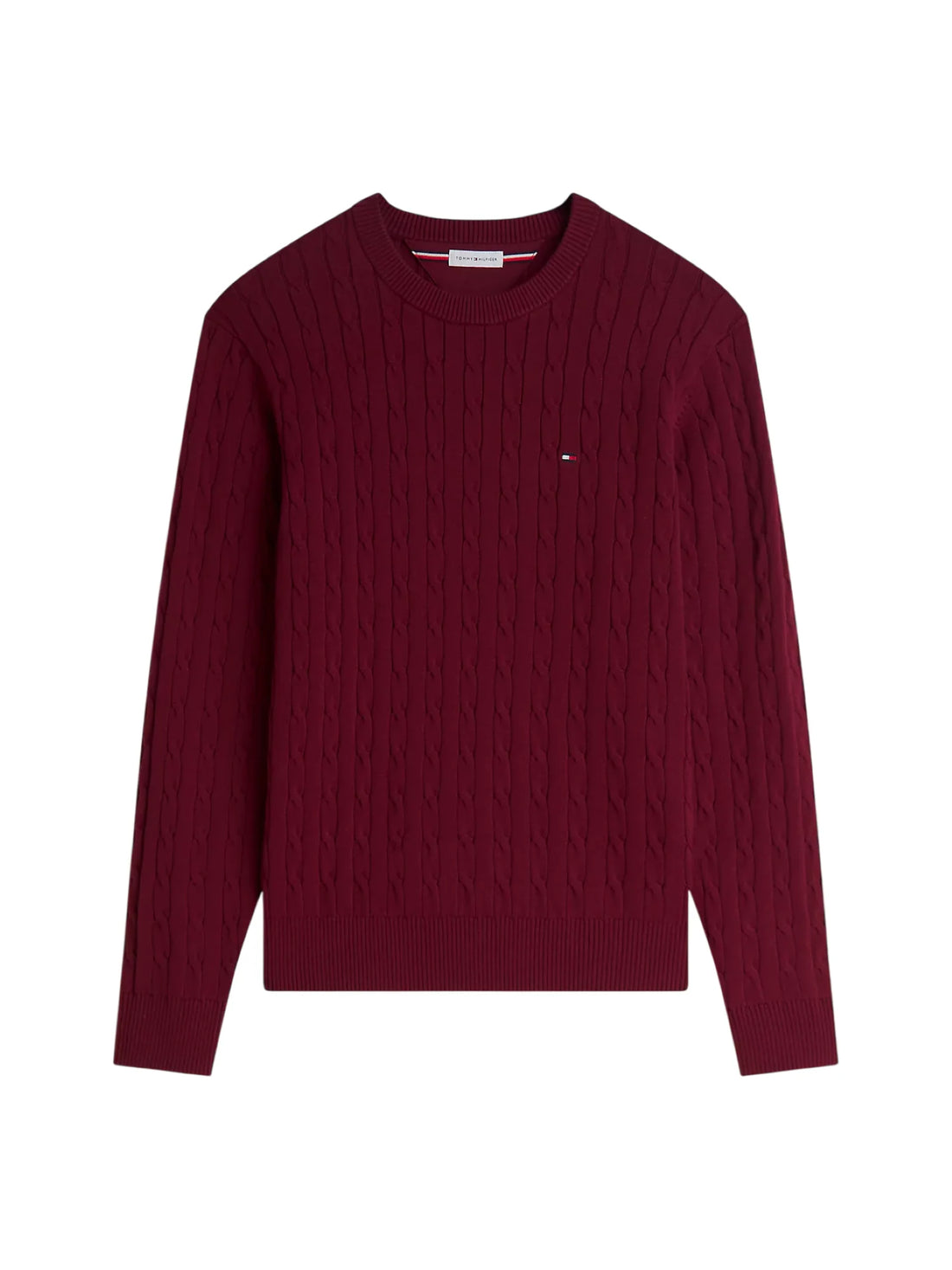 Tommy Hilfiger maglia uomo in cotone con trecce bordeaux