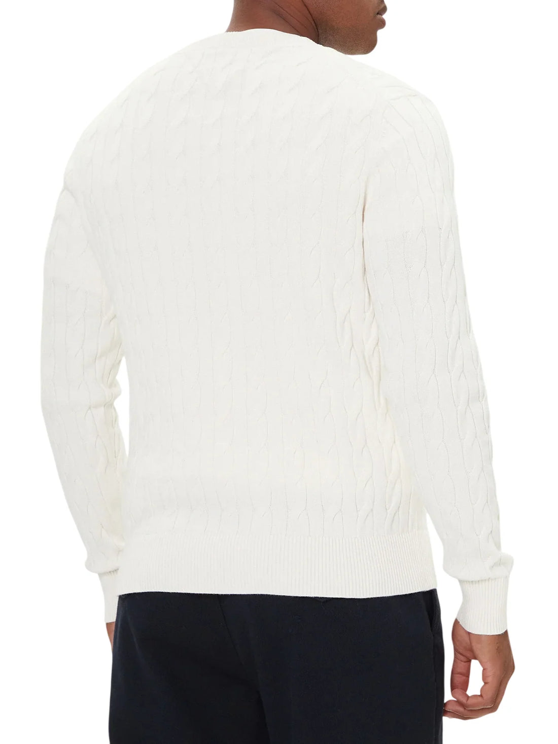Tommy Hilfiger maglia in cotone con trecce avorio