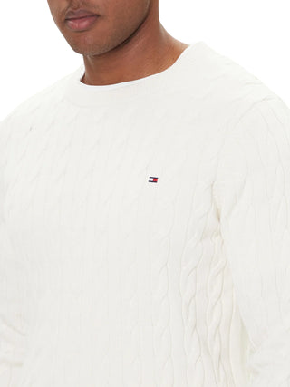 Tommy Hilfiger maglia in cotone con trecce avorio MW0MW33132 Z00 Tommy Hilfiger
