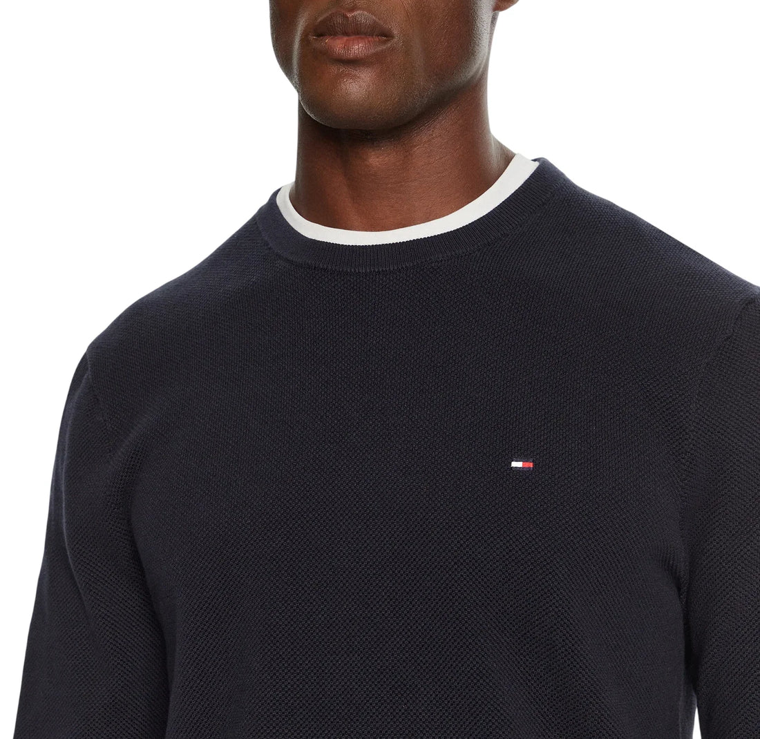 Tommy Hilfiger maglia tramata uomo Essential in cotone blu