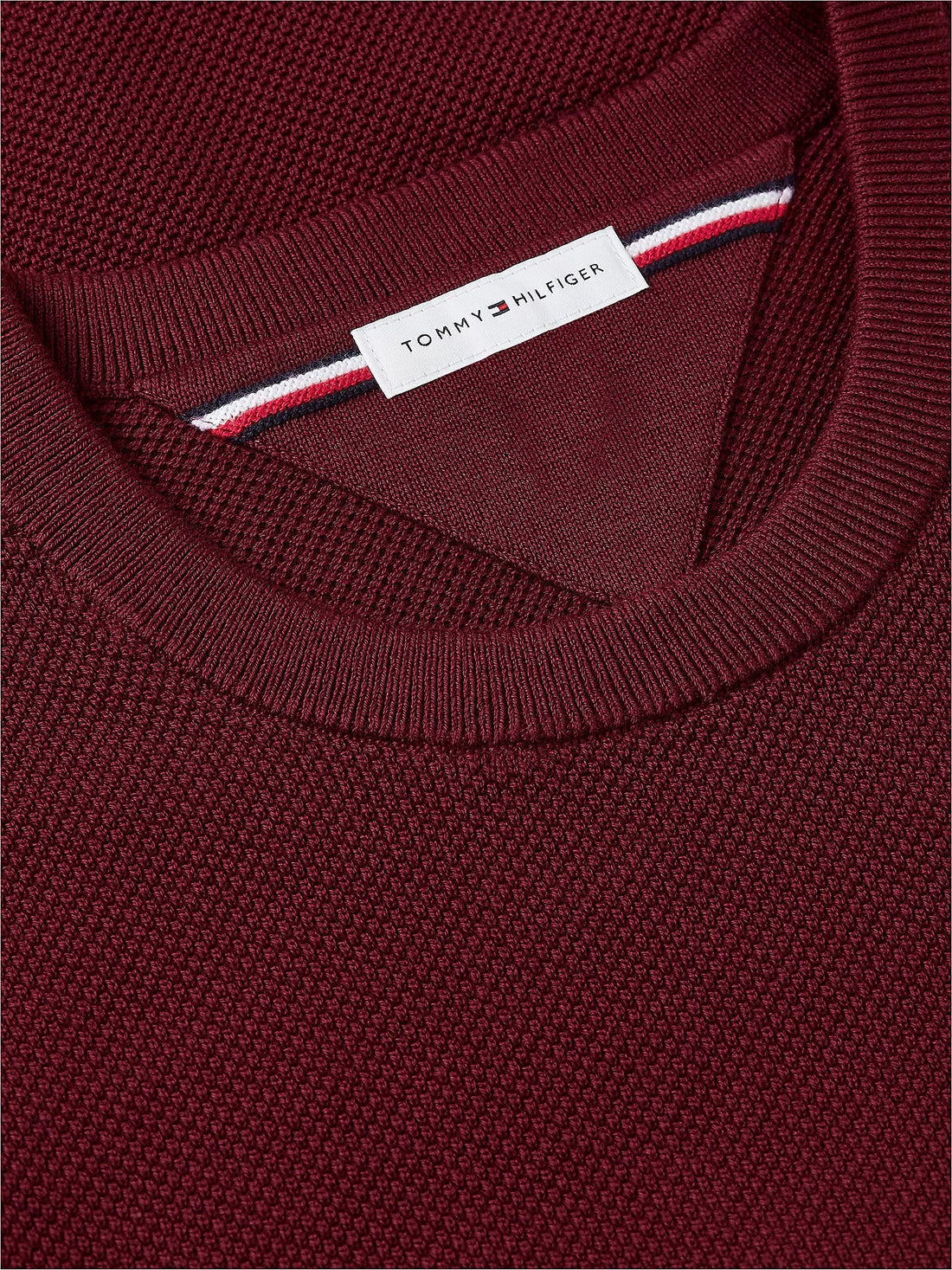 Tommy Hilfiger maglia tramata uomo Essential in cotone bordeaux