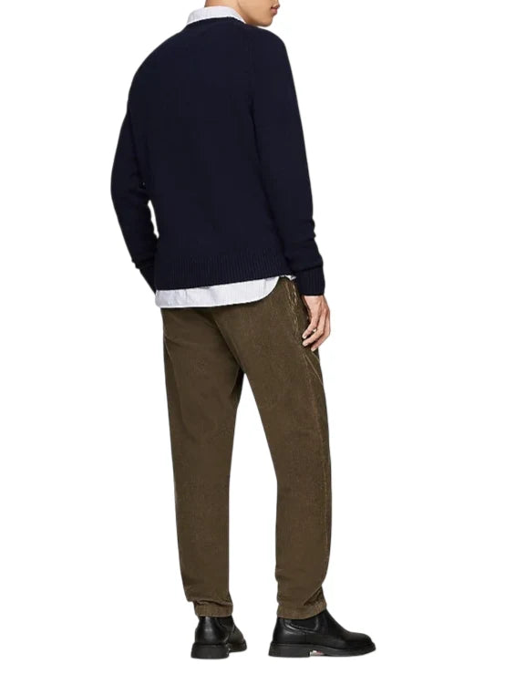 Tommy Hilfiger maglia girocollo uomo in lana blu