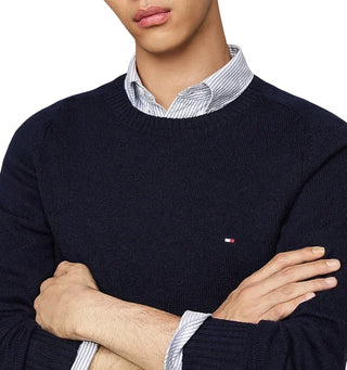 Tommy Hilfiger maglia girocollo uomo in lana blu MW0MW36535 DW5 Tommy Hilfiger