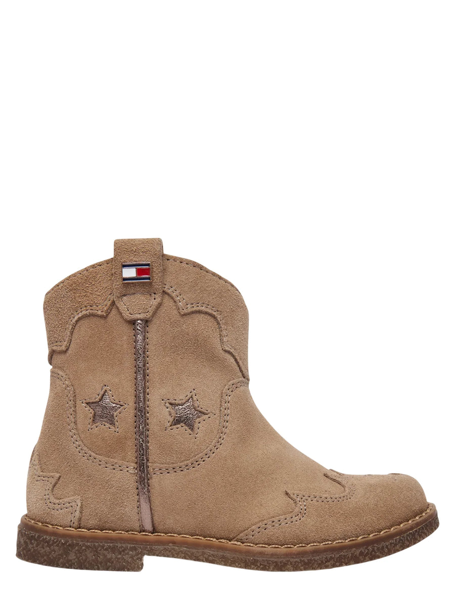 Tommy Hilfiger stivaletti texani bambina in suede con stelle tortora T1A5-35191-1429 691 Tommy Hilfiger 