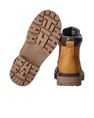 Tommy Hilfiger stivaletti unisex bambino con stringhe in ecopelle color ocra T3X5-35280-0296 X651 Tommy Hilfiger