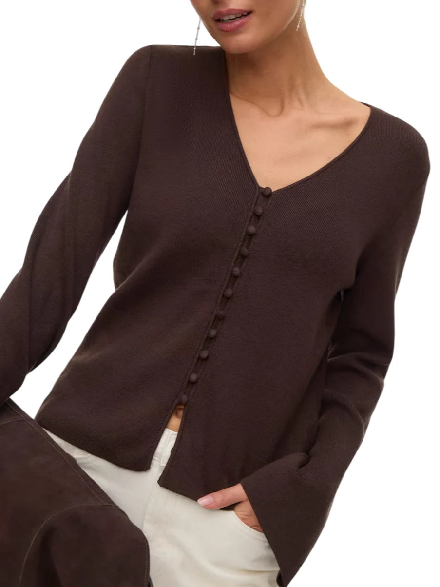 Vero Moda cardigan donna a V misto viscosa marrone