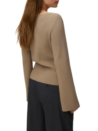 Vero Moda cardigan donna a V misto viscosa verde fango 10342206 CORIANDER VERO MODA